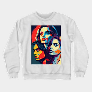 Abstract pop art style three womans Crewneck Sweatshirt